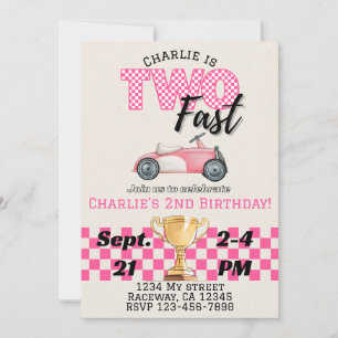 Deux Fast, Racecar Thème Anniversaire Invitation P