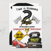 Deux Fast Racing Car 2nd Birthday Boy Invitation (Devant / Derrière)