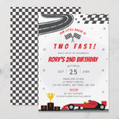 Deux Fast Red Racing Car 2e Invitation de fête d'a (Devant / Derrière)