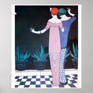 DEUX FEMMES DANS LA NUIT ,Art Déco Beauté Mode