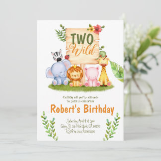 Deux Fête Safari sauvage Invitation d'anniversaire