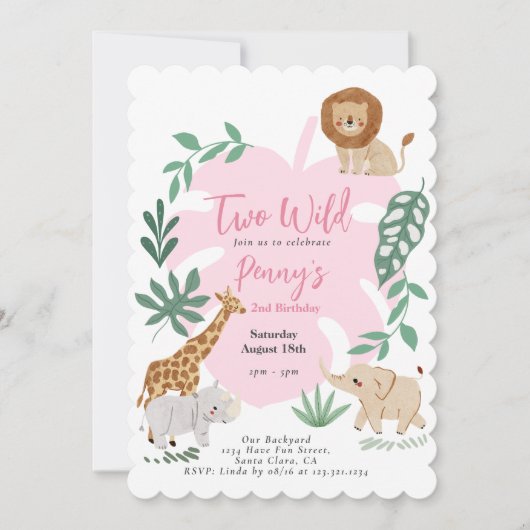 Deux Fille Sauvage 2e Invitation Anniversaire (Devant)