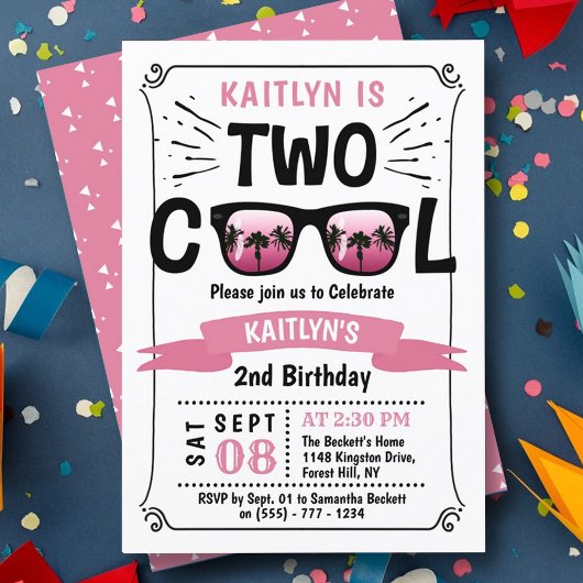 Deux filles Cool Invitations pour le 2e anniversai
