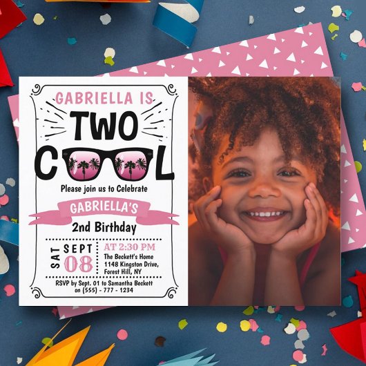 Deux filles Cool Photo 2e Invitations d'anniversai