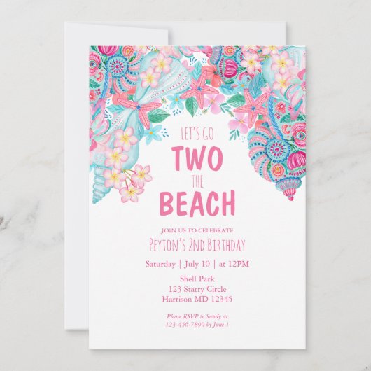 Deux filles d'été à la plage Invitation d'annivers (Devant)
