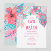 Deux filles d'été à la plage Invitation d'annivers (Devant / Derrière)