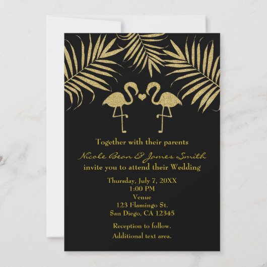 Deux flamants roses aiment les invitations noires  (Devant)