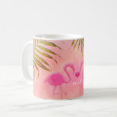 Deux Flamants roses roses Aquarelle Tropicale Mug  (Devant gauche)