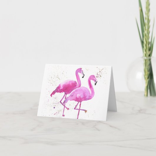 Deux Flamants roses Roses, Carte de voeux Pliée (Devant)