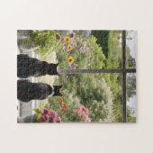 Deux fleurs de chats noirs Puzzle de jardin (Horizontal)