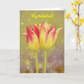 Deux fleurs de tulipe ensemble carte de la Saint-V (Fleur jaune)