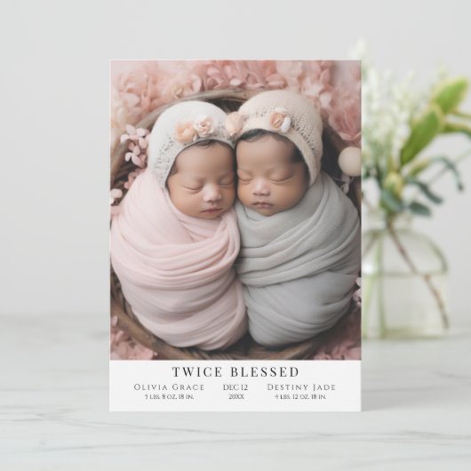 Deux fois la photo bienheureuse carte Faire-part p (Debout devant)