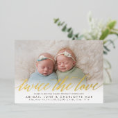 Deux fois le Faire-part de naissance jumeau Love F (Debout devant)