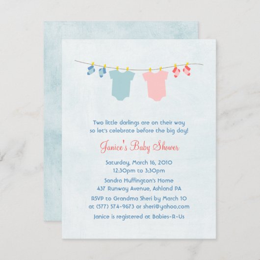 Deux Fois Plus Que De Belles Invitations De Douche (Devant / Derrière)