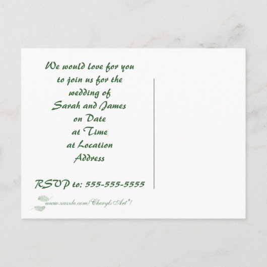 Deux Fougères Vertes Nos Cartes d'Invitation de Ma (Dos)