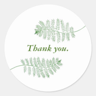 Deux fougères vertes Stickers de remerciement de v