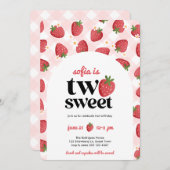 Deux fraises sucrées Invitation du 2e anniversaire (Devant / Derrière)