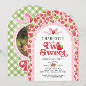 Deux fraises sucrées Invitation du 2e anniversaire (Devant / Derrière)