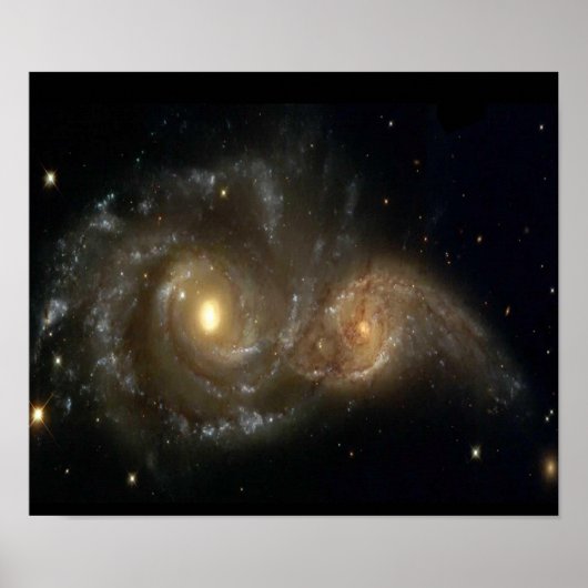 Deux Galaxies Spirales Collisant Poster (Devant)