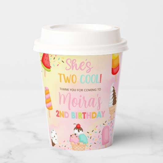 DEUX gobelets COOL de crème glacée fille d'anniver (Recto)