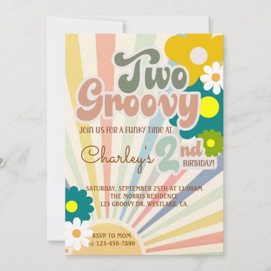 DEUX GROOVY, 2ÈME ANNIVERSAIRE, SOLEIL, Invitation (Devant)