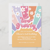 Deux Groovy Sunshine Rainbow Daisy Invitation (Devant)