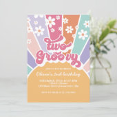 Deux Groovy Sunshine Rainbow Daisy Invitation (Debout devant)
