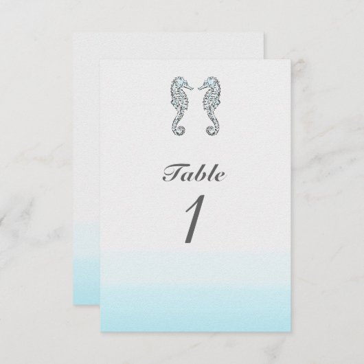 Deux hippocampes Numéro de table de mariage élégan (Devant / Derrière)