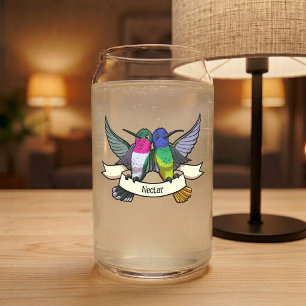 Deux Hummingbirds Avec Carton De Bande De Ruban Te