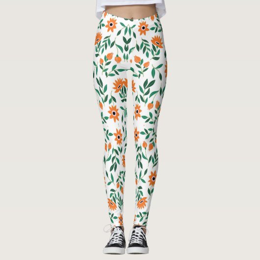 Deux images de leggings floraux présentent  (Devant)