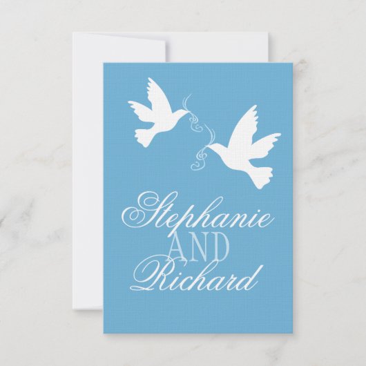 Deux inséparables blancs bleu mariage formel RSVP (Devant)