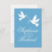Deux inséparables blancs bleu mariage formel RSVP (Devant / Derrière)