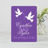 Deux inséparables blancs invitation de mariage vio (Debout devant)