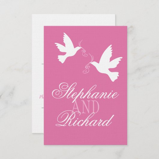 Deux inséparables blancs mariage formel rose RSVP (Devant / Derrière)
