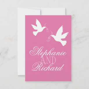 Deux inséparables blancs mariage formel rose RSVP