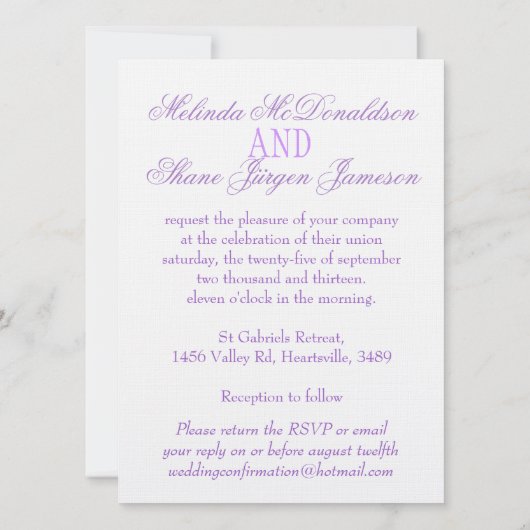 Deux inséparables blancs violet invitation de mari (Dos)