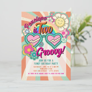 Deux Invitation d'anniversaire Groovy