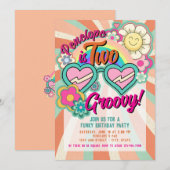 Deux Invitation d'anniversaire Groovy (Devant / Derrière)
