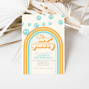 DEUX Invitation d'anniversaire rétro funky pour ga