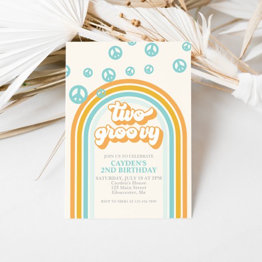 DEUX Invitation d'anniversaire rétro funky pour ga