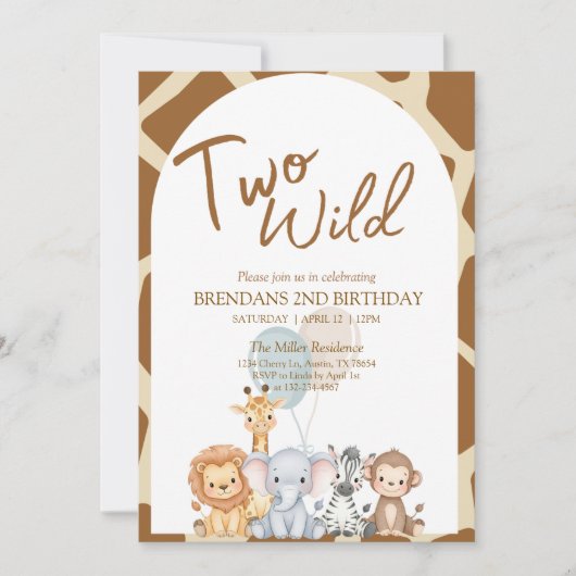 Deux Invitation d'anniversaire sauvage (Devant)