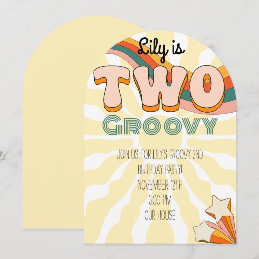 Deux Invitation De Fête D'anniversaire Groovy (Devant / Derrière)