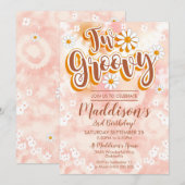 Deux Invitation De Fête Groovy Daisy 2ème Annivers (Devant / Derrière)