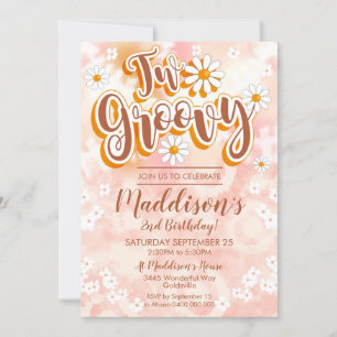 Deux Invitation De Fête Groovy Daisy 2ème Annivers