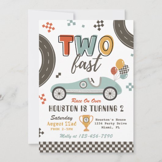 DEUX Invitation Rapide | Courses Invitation Annive (Devant)