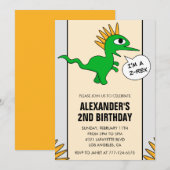 Deux invitations d'anniversaire de dinosaure garço (Devant / Derrière)