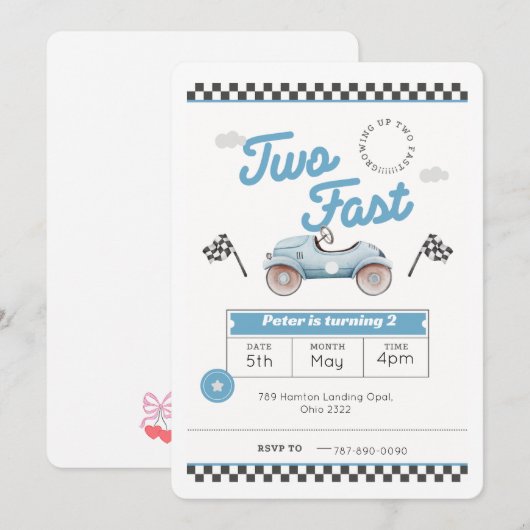 Deux invitations d'anniversaire de garçon rapide (Devant / Derrière)