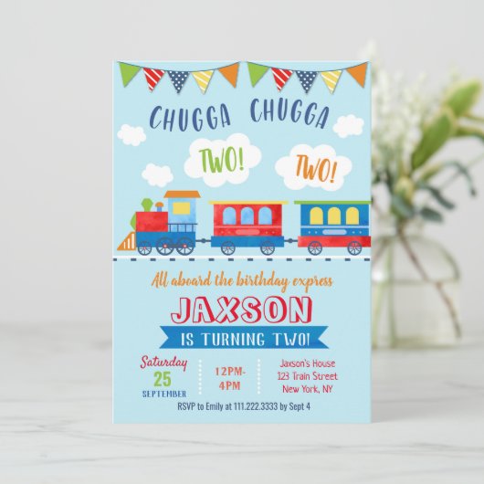 Deux invitations d'anniversaire de train (Debout devant)