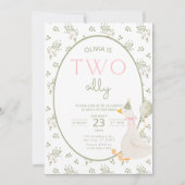 Deux Invitations d'anniversaire d'oie idiote Flora (Devant)