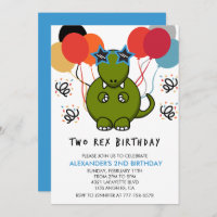 Deux invitations d'anniversaire rex Cute Funny din